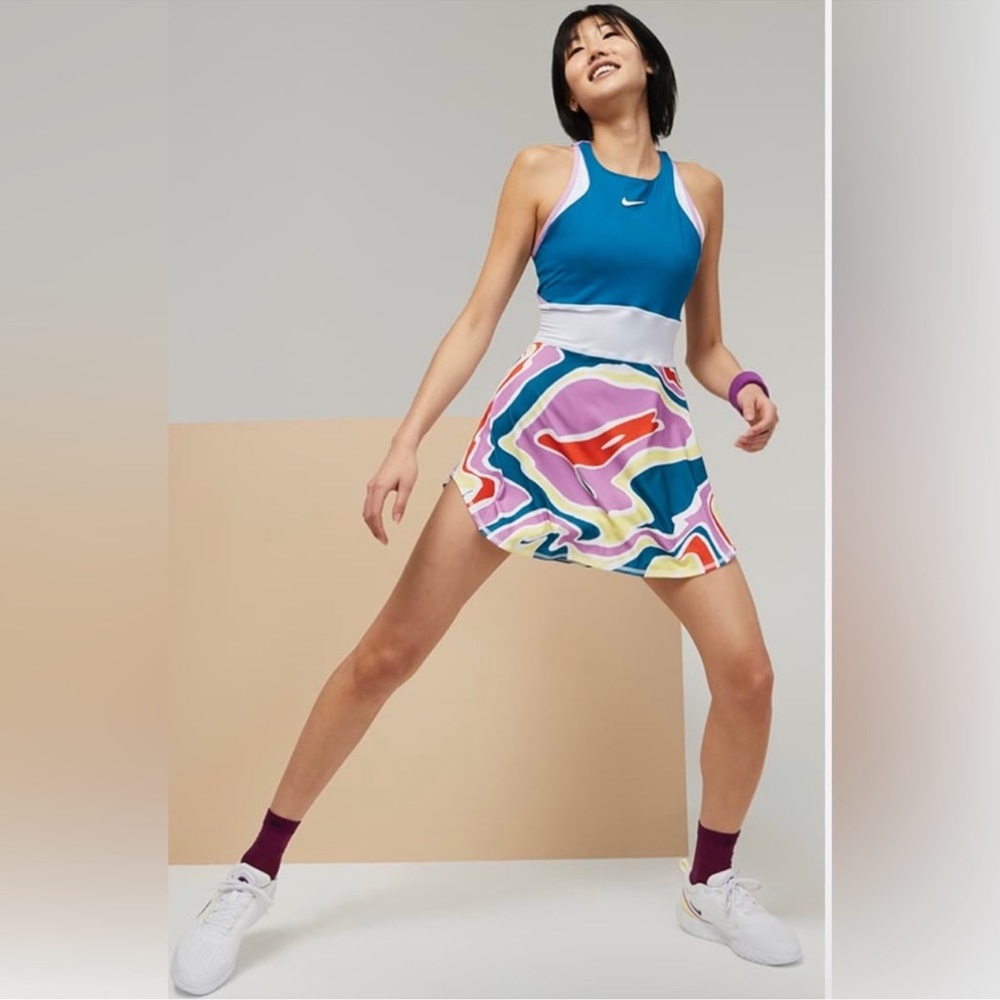 Nike Tennis Court Dri-FIT Abstract Colorful Athletic Performance Slam Dress